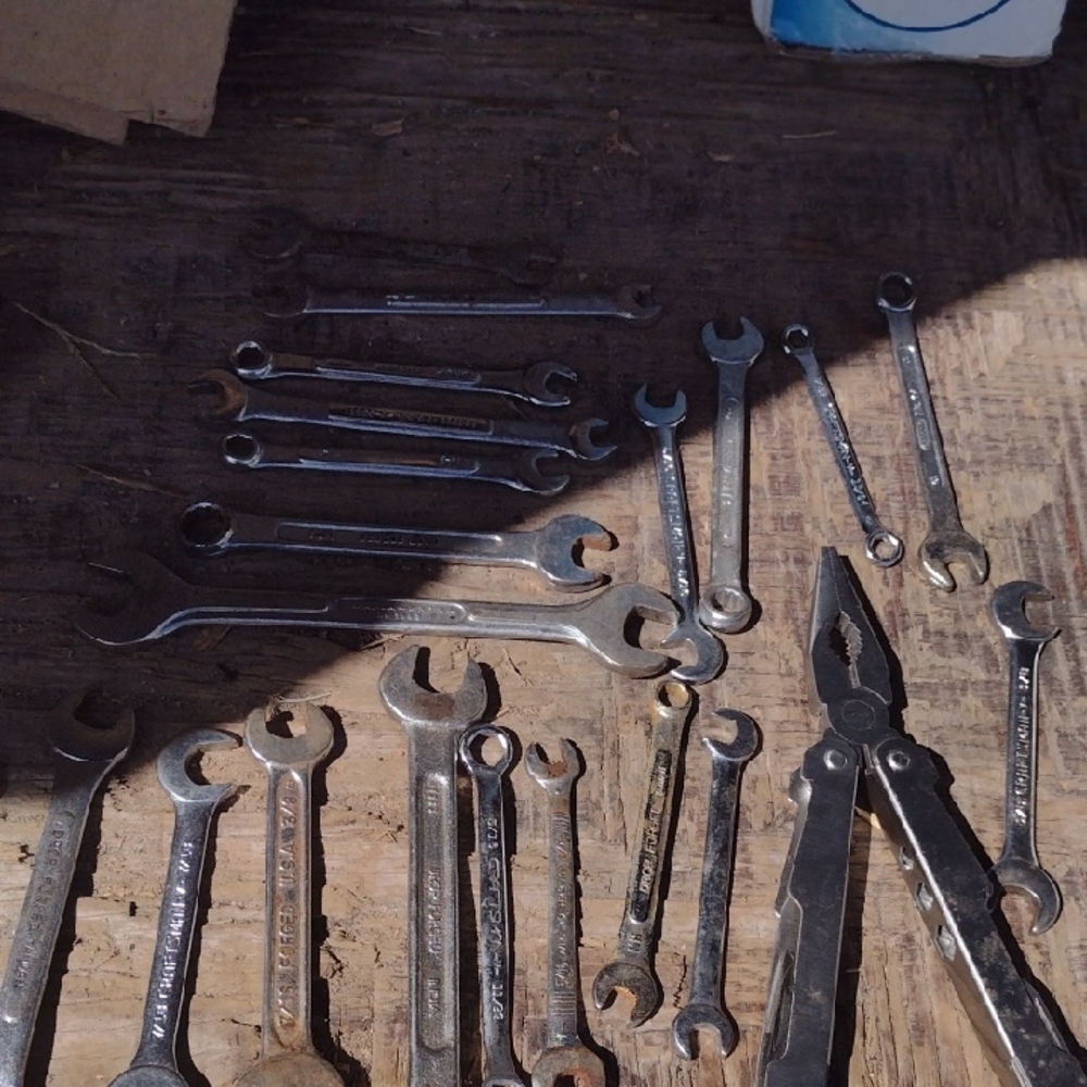Set of Metal Wrenches and Pliers